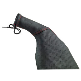 Soufflet de frein à main noir surpiqûre rouge